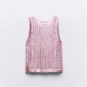 Zara Pink Textured Tank Top